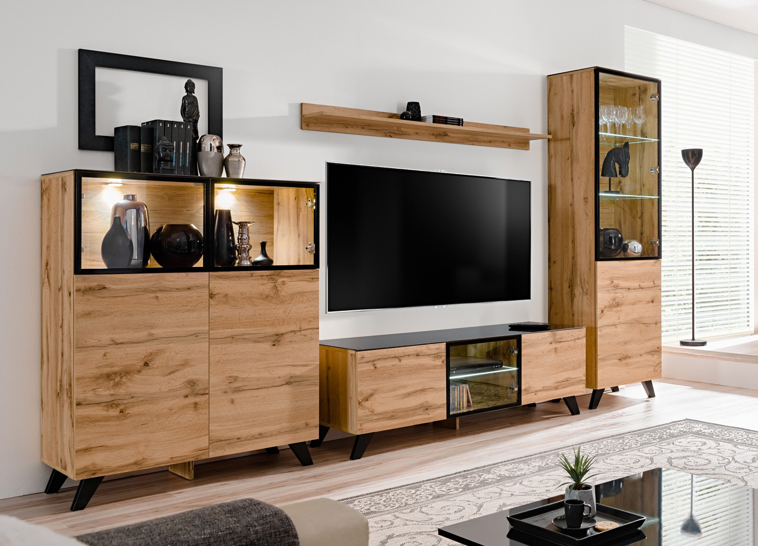 Meuble TV Ensemble Bois et Verre