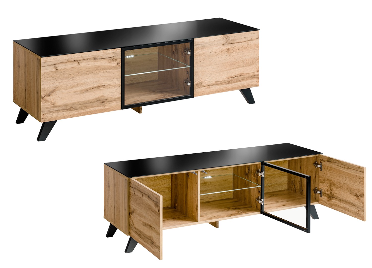 Meuble TV Ensemble Bois et Verre