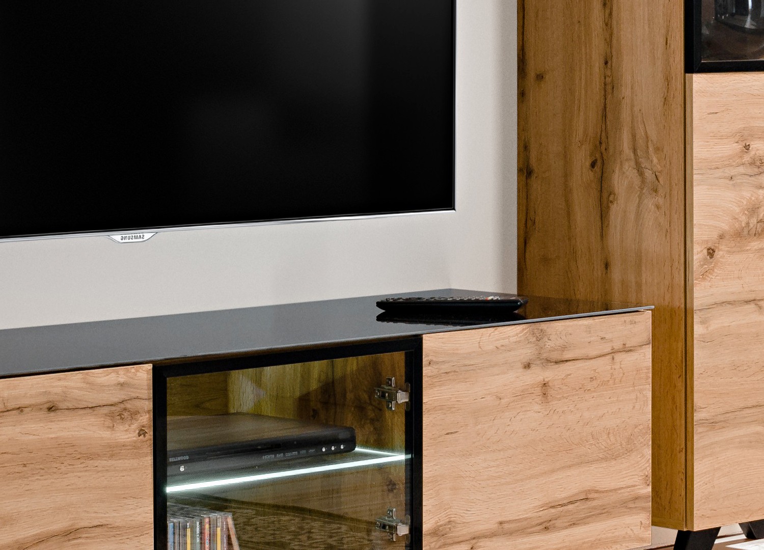 Meuble TV Ensemble Bois et Verre