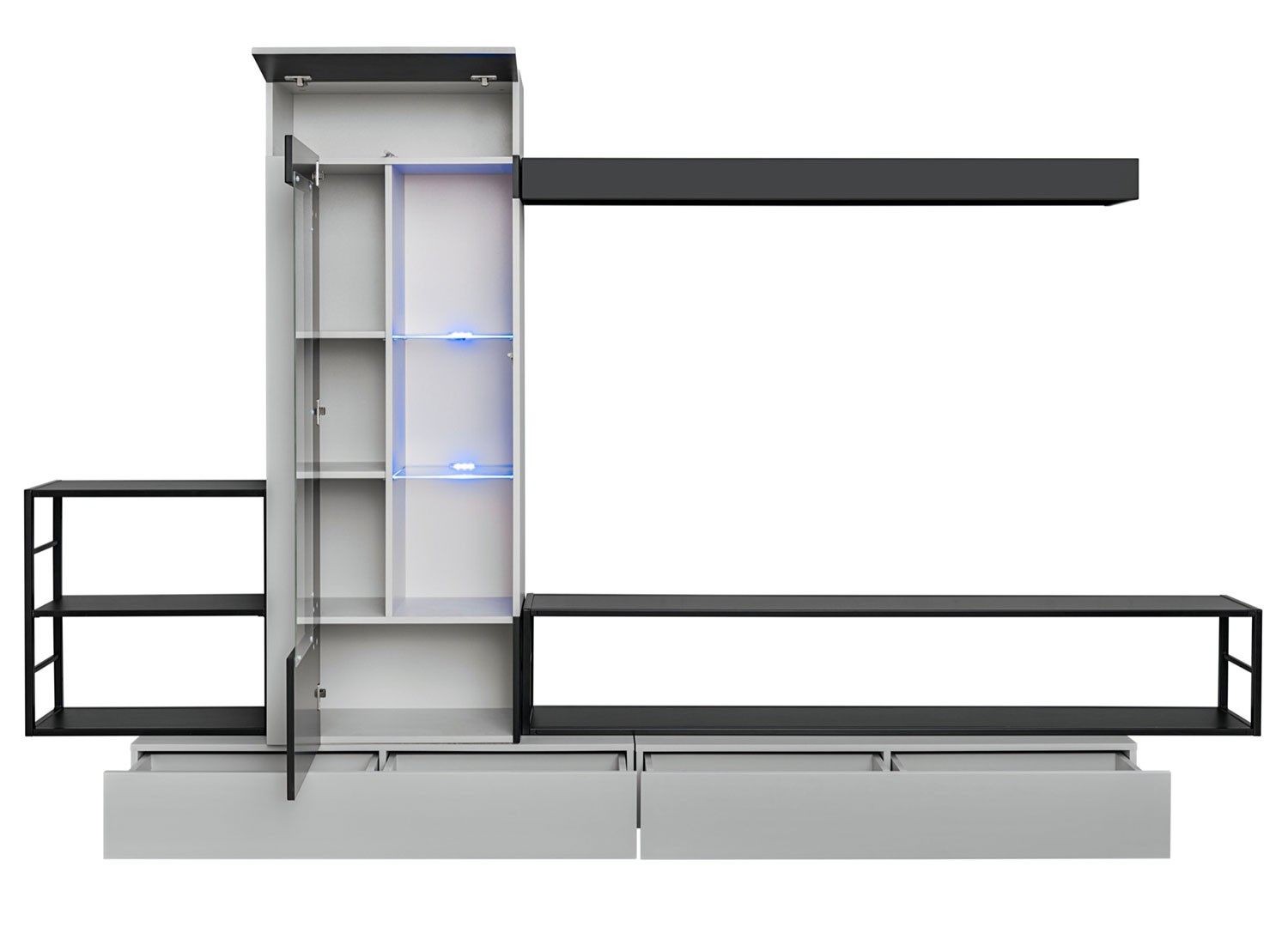 Meuble tv gris et noir 3m à led