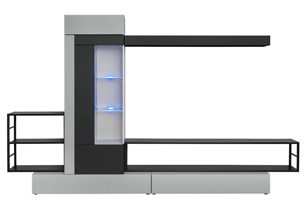 Meuble tv gris et noir 3m à led