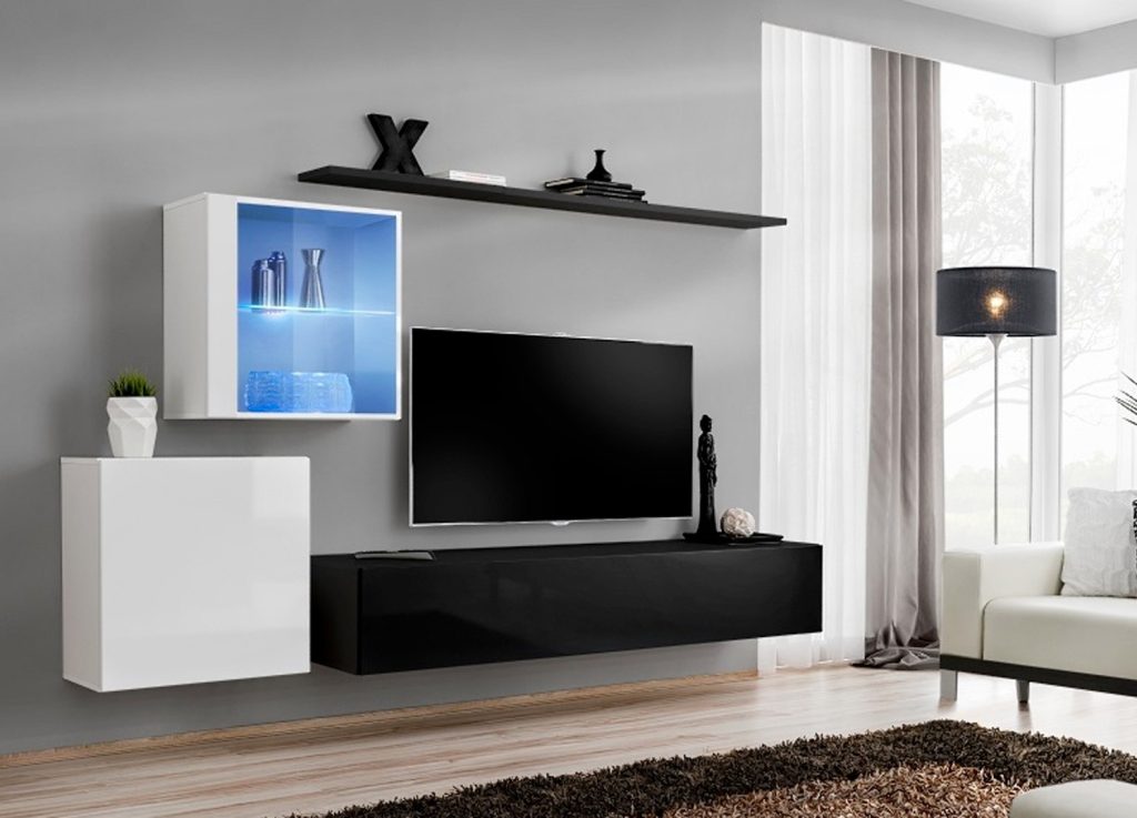 Meuble TV laqué suspendu