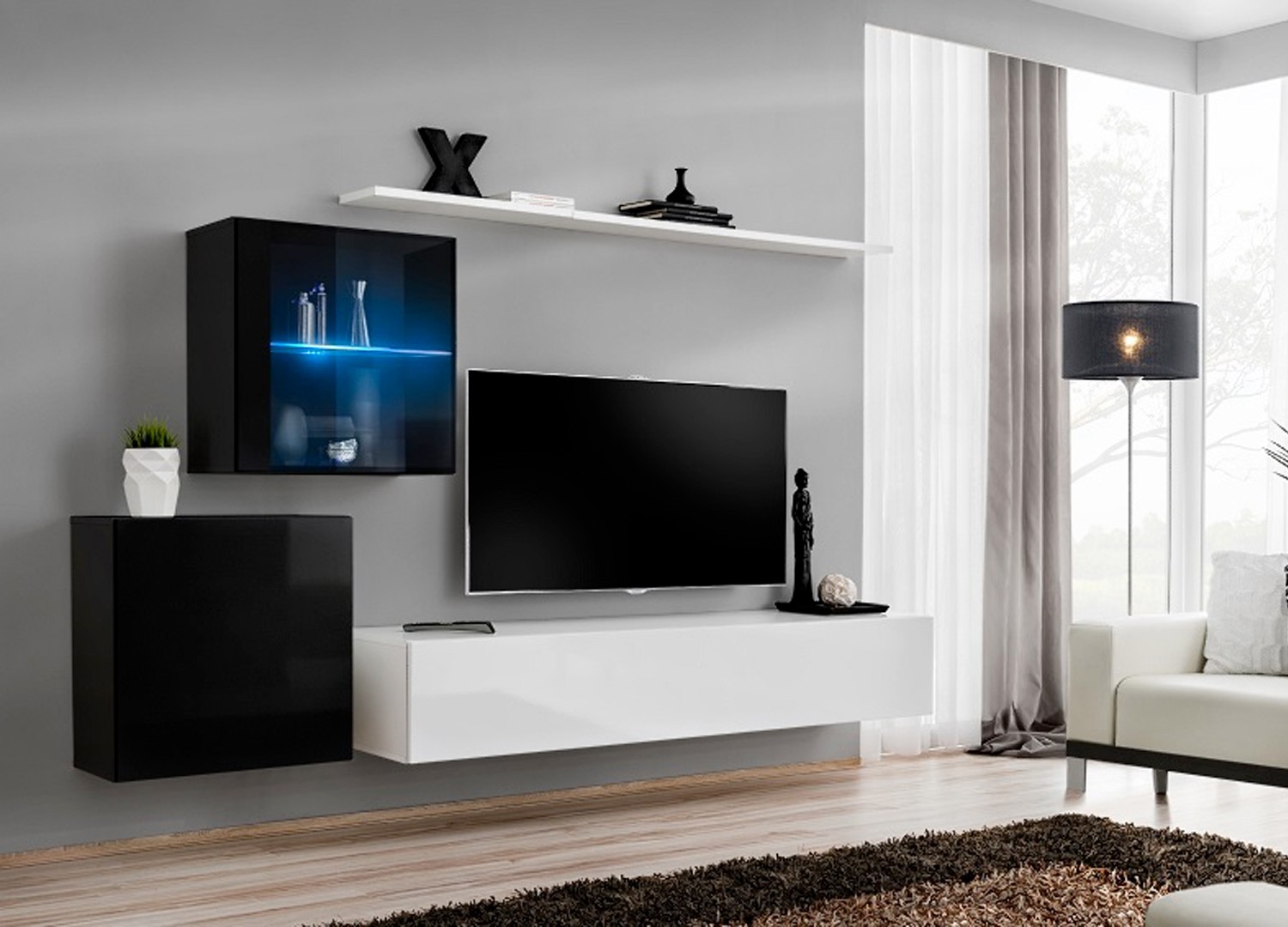 Meuble TV laqué suspendu
