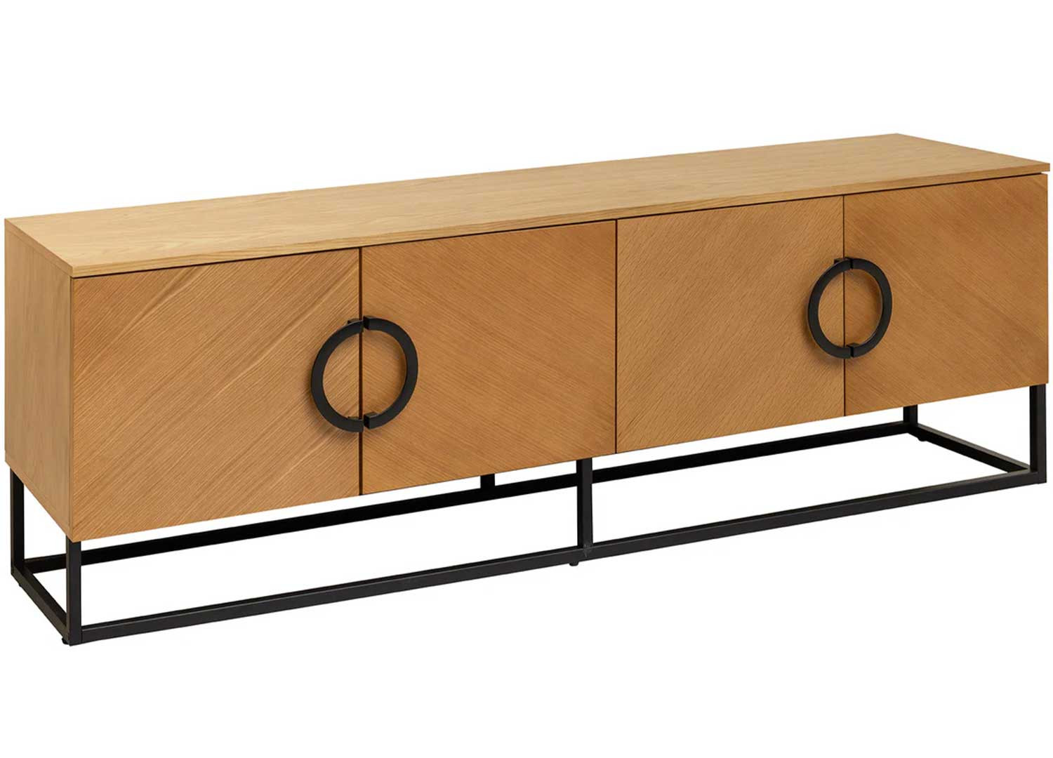 Meuble TV moderne 180 cm aspect chêne Irma