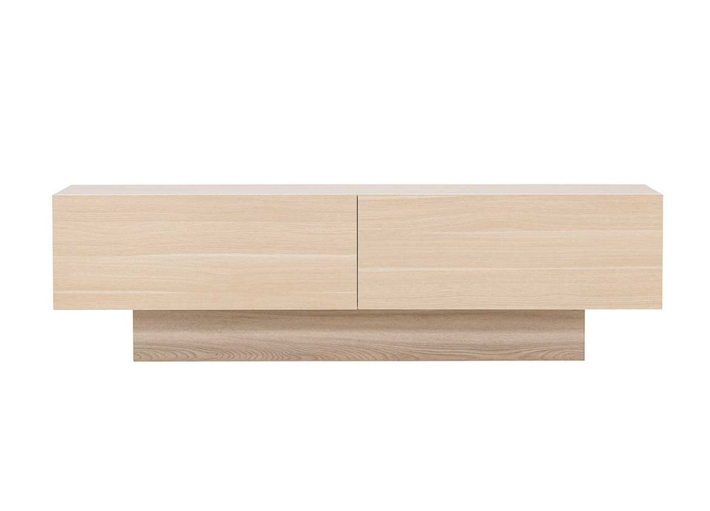Meuble tv moderne 2 portes chêne blanchi 160 cm