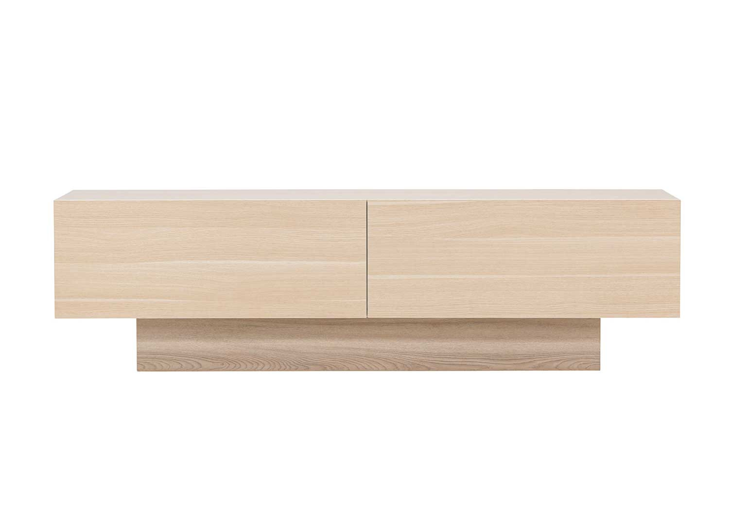 Meuble tv moderne 2 portes chêne blanchi 160 cm