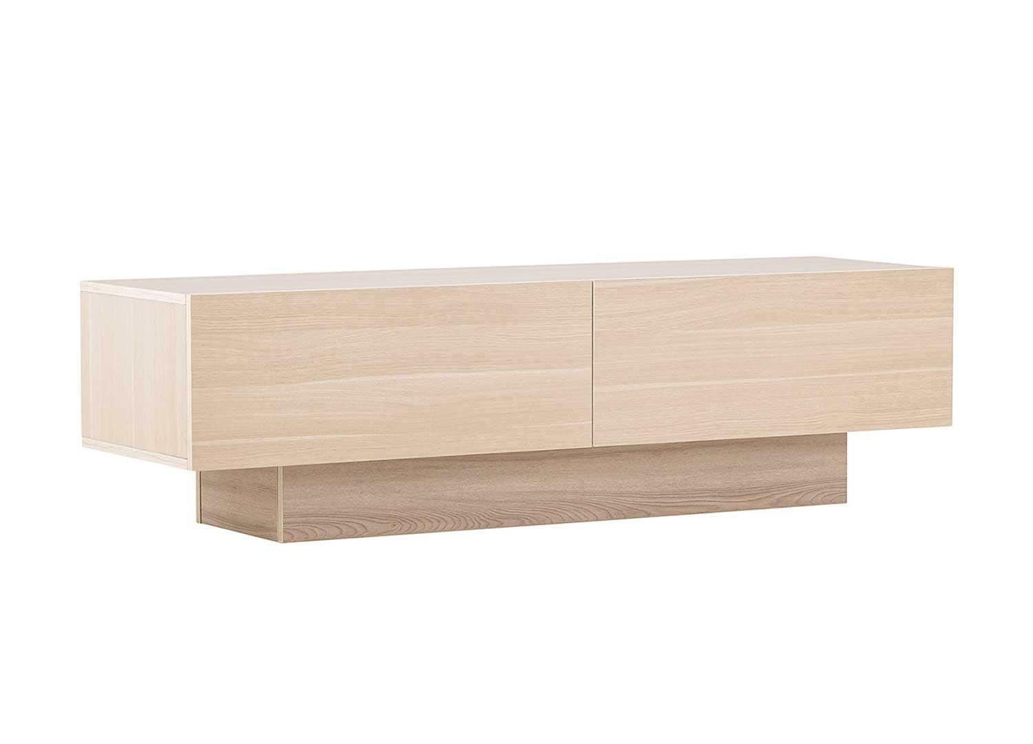 Meuble tv moderne 2 portes chêne blanchi 160 cm