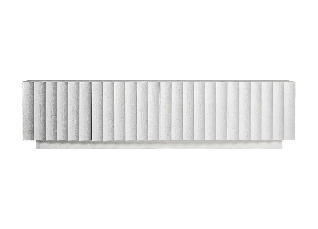 Meuble TV moderne 2m en résine blanche 4 portes Lumina