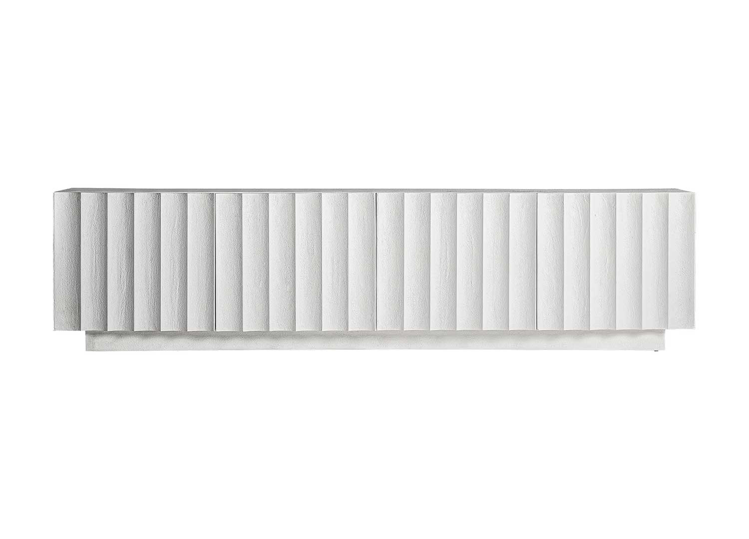 Meuble TV moderne 2m en résine blanche 4 portes Lumina