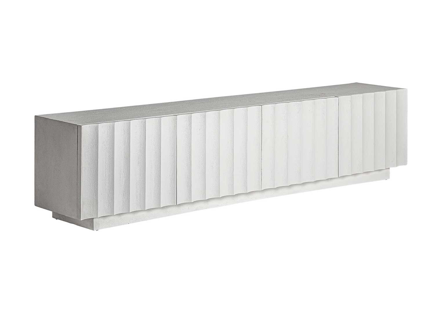 Meuble TV moderne 2m en résine blanche 4 portes Lumina
