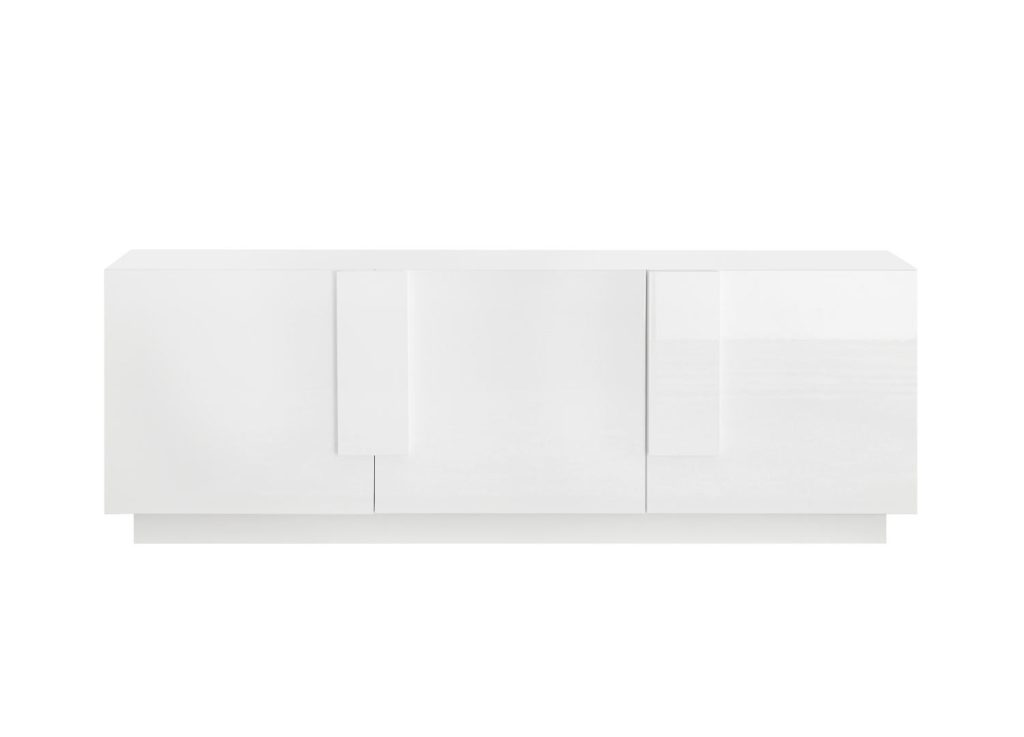 Meuble TV moderne 3 portes blanc laqué 181 cm