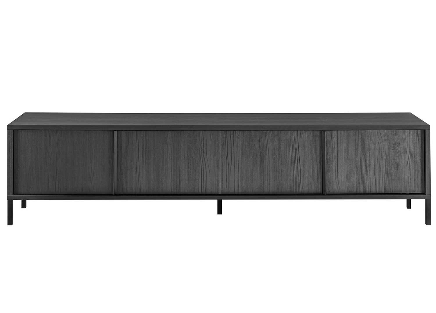 Meuble tv moderne 4 portes 206 cm chêne noir
