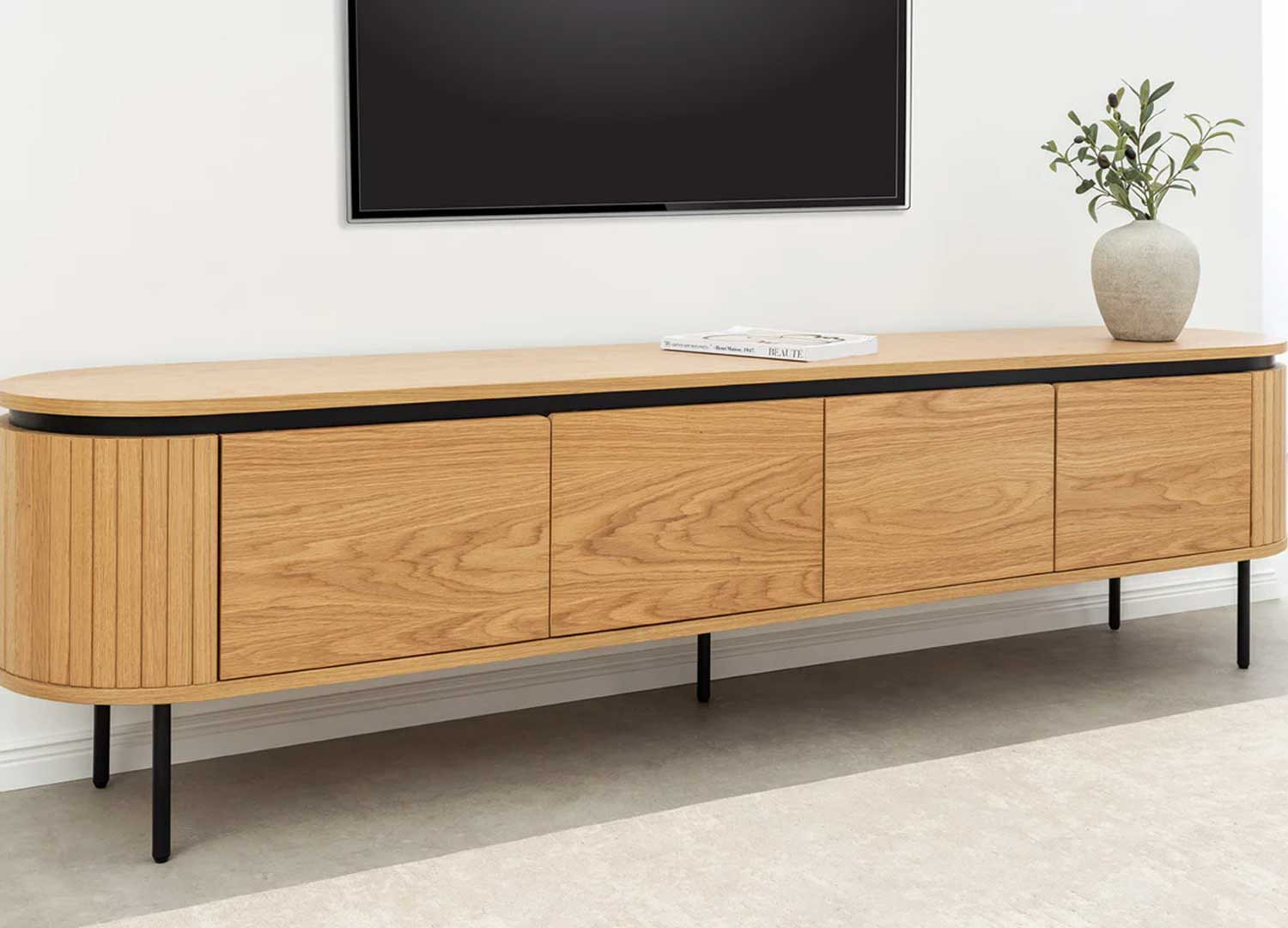 Meuble TV moderne arrondi 4 portes Lili