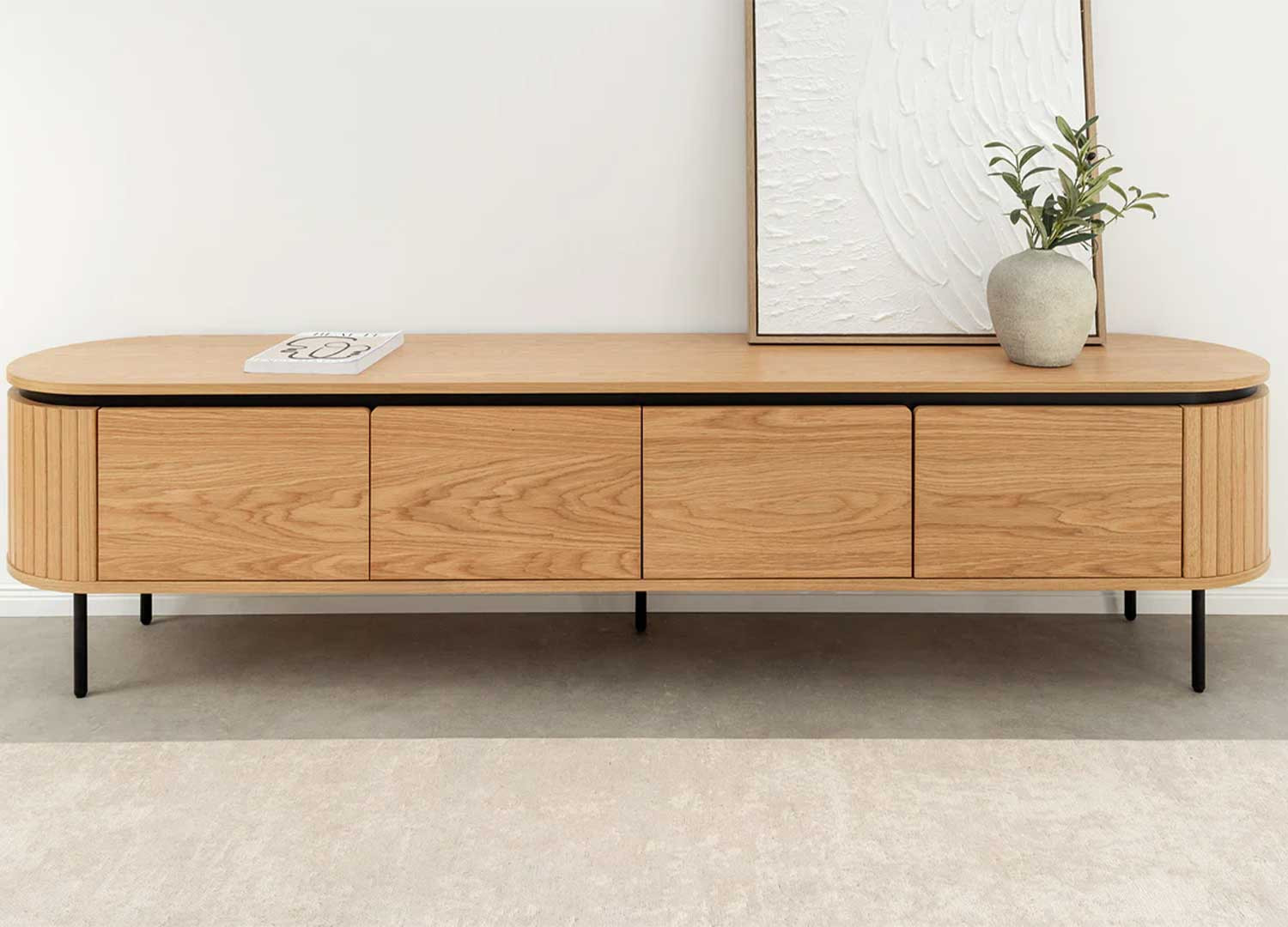 Meuble TV moderne arrondi 4 portes Lili