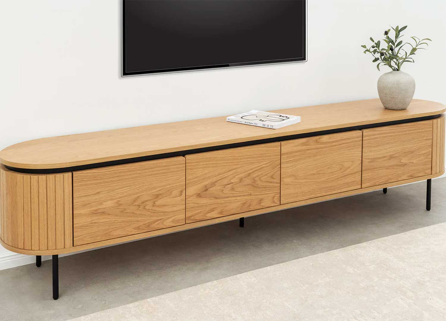Meuble TV moderne arrondi 4 portes Lili