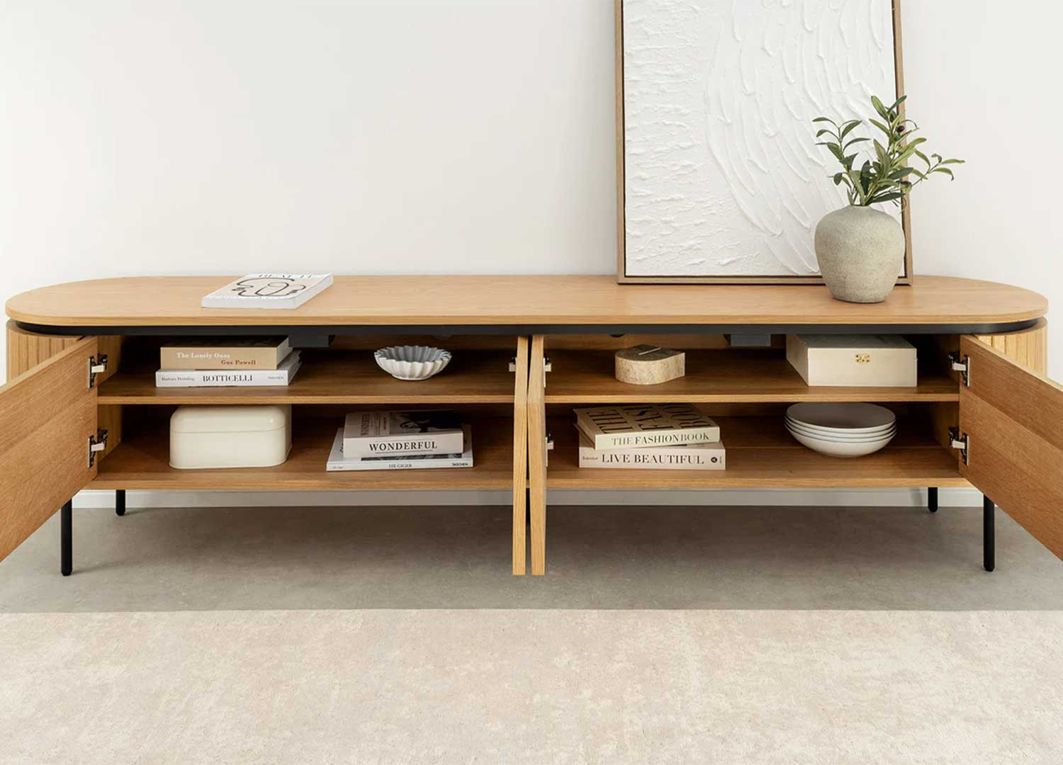 Meuble TV moderne arrondi 4 portes Lili