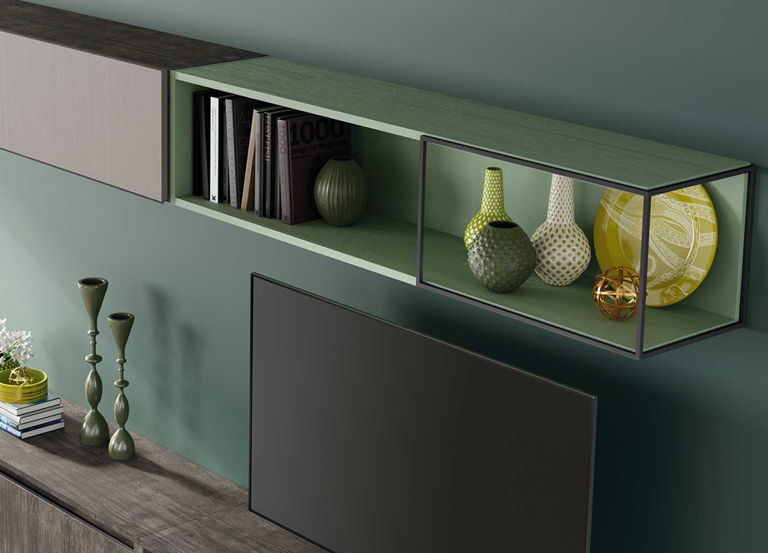 Meuble tv moderne bois foncé 3m08