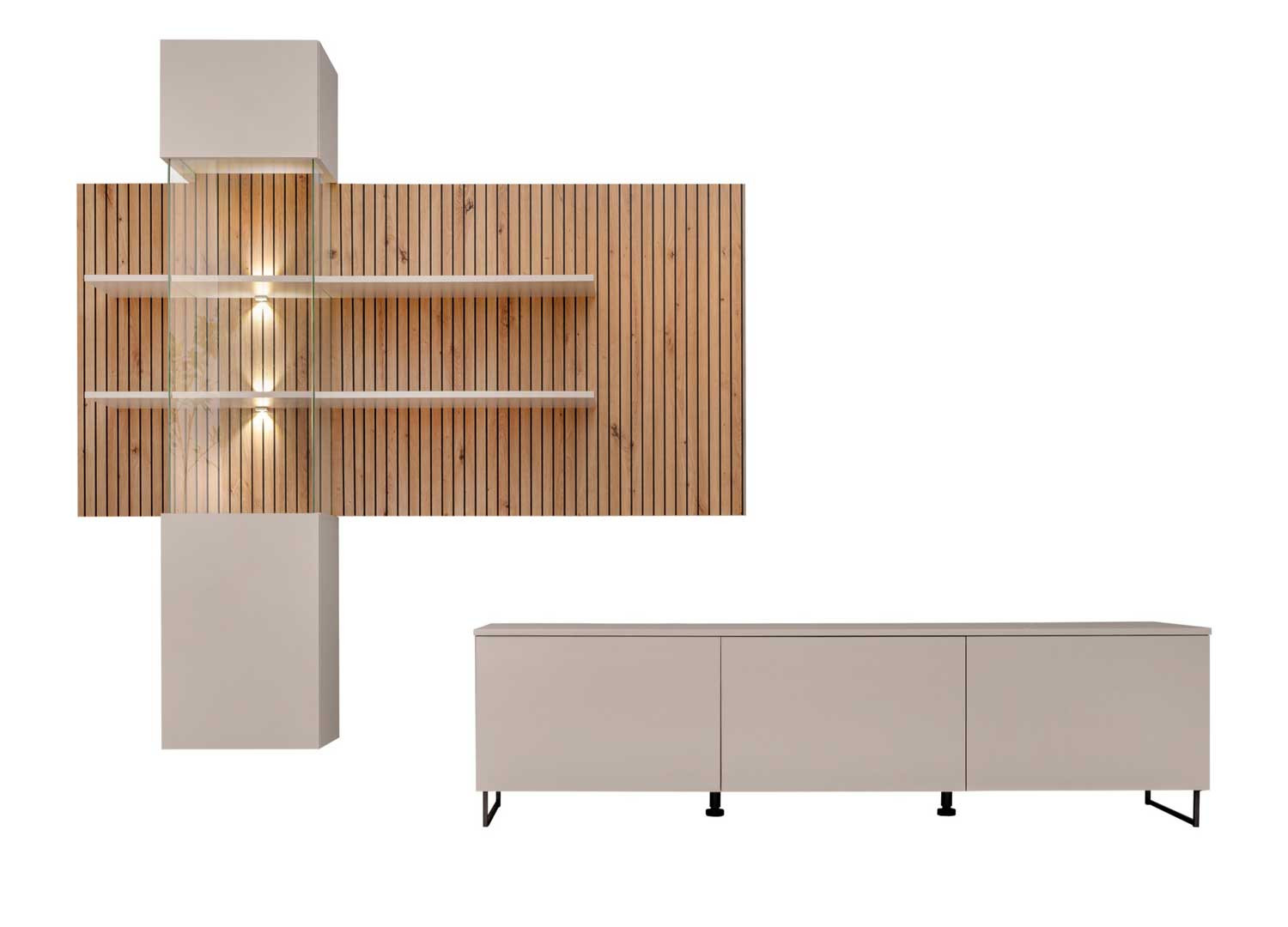 Meuble tv moderne cachemire et chêne Gusto