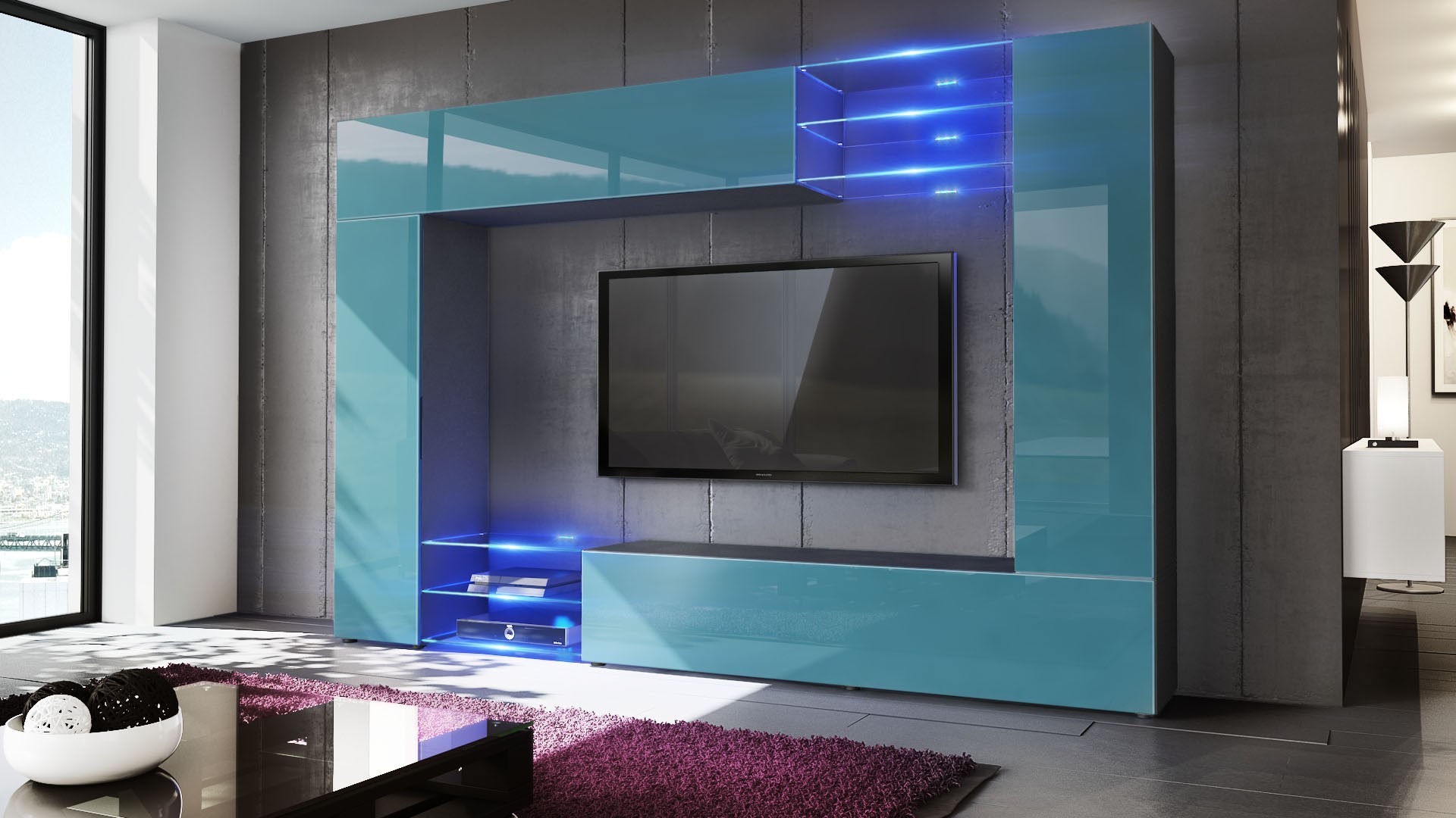 Meuble TV mural design led