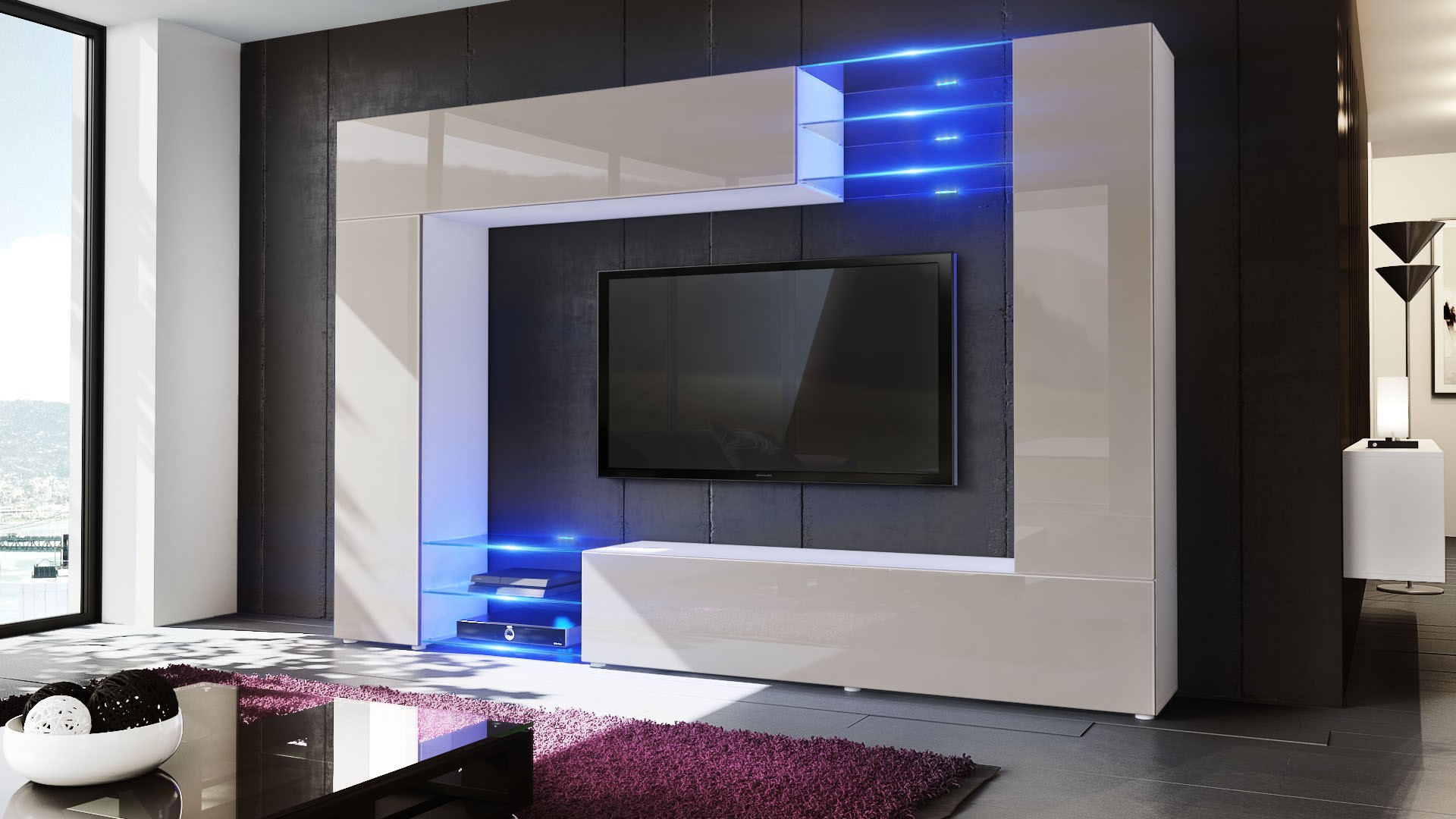 Meuble TV mural led