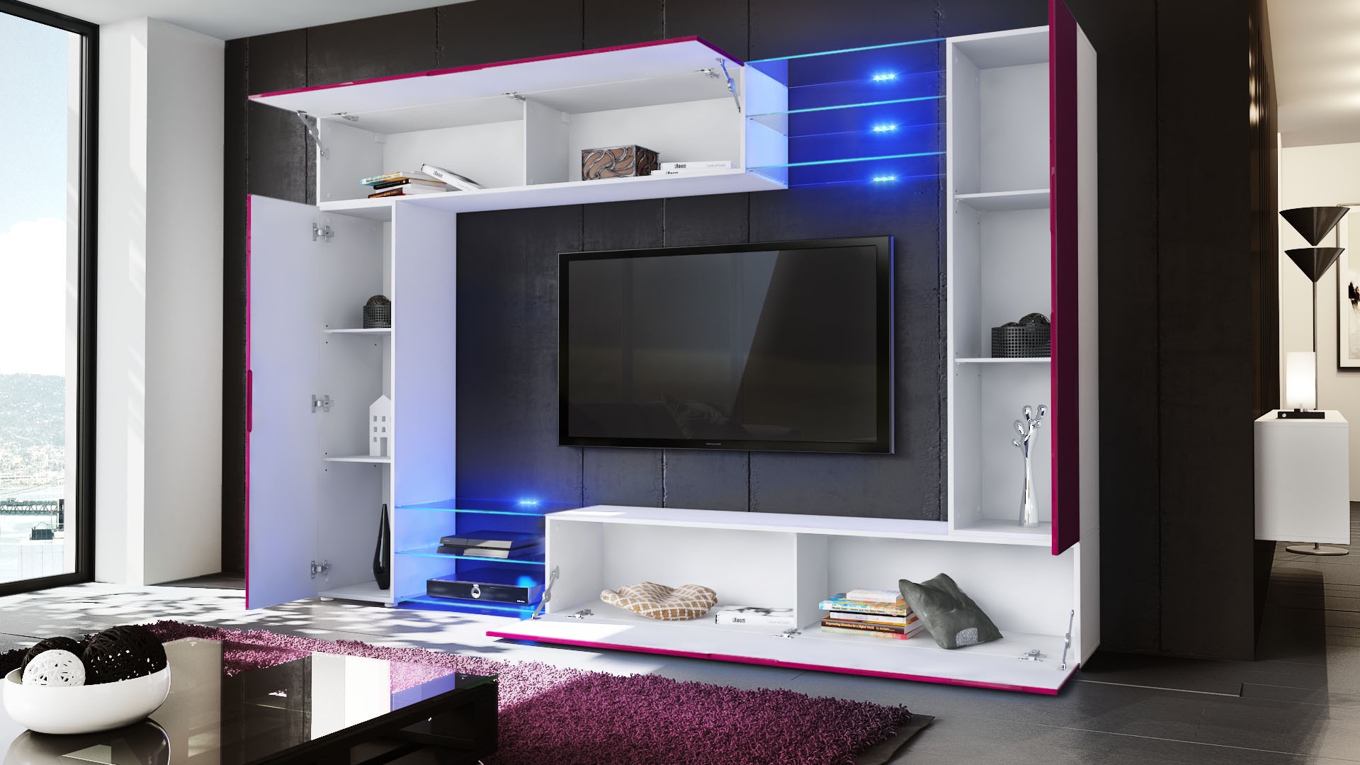 Meuble TV mural led
