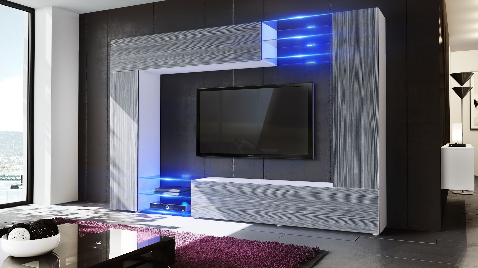 Meuble TV mural led