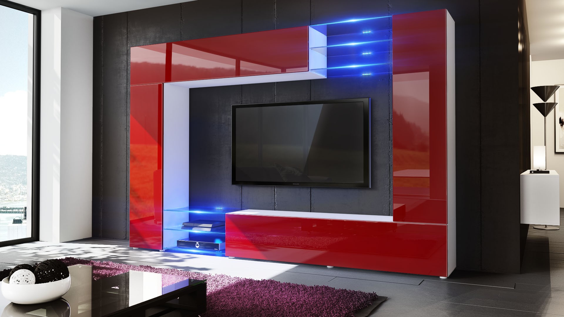 Meuble TV mural led