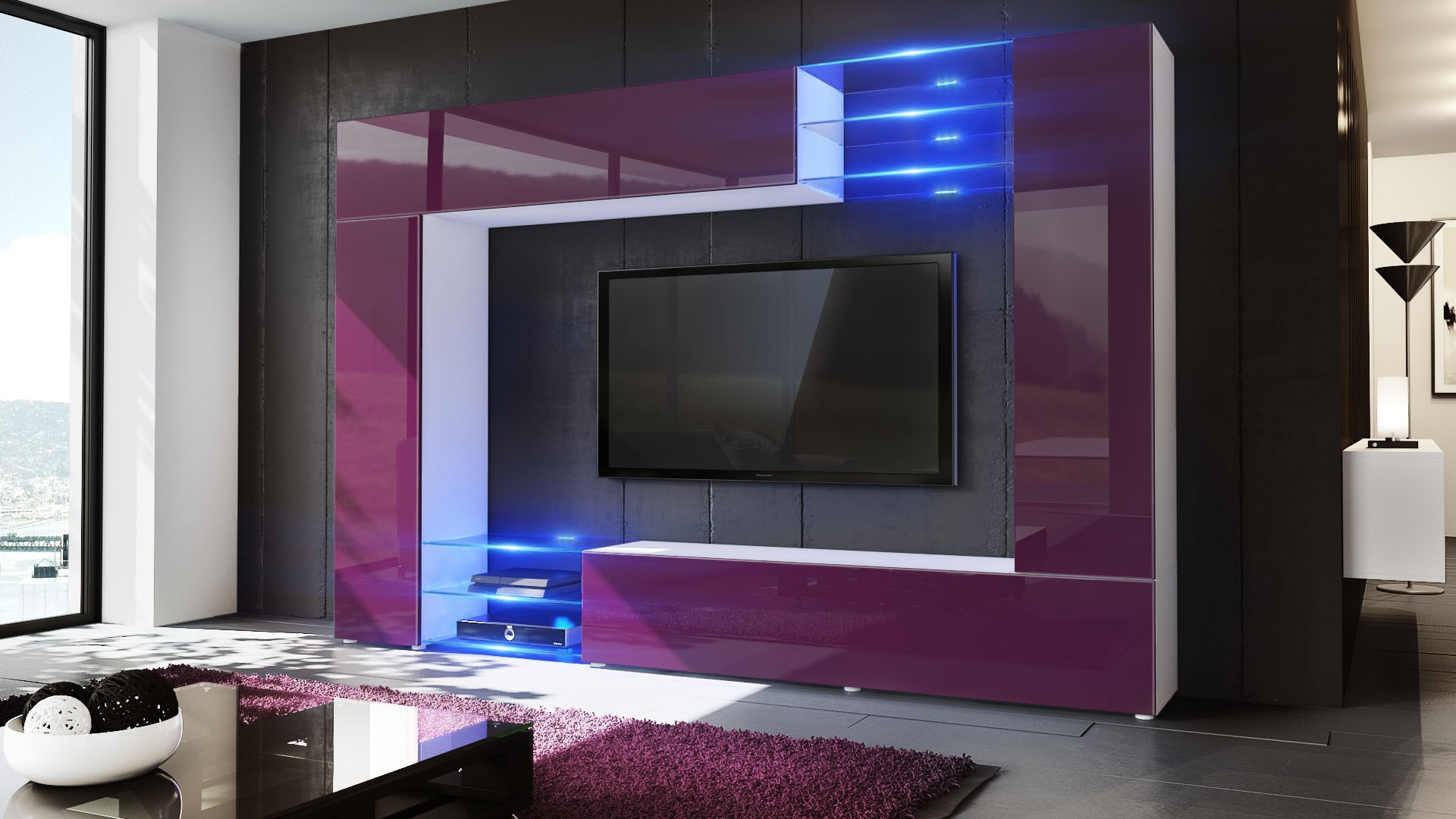 Meuble TV mural led