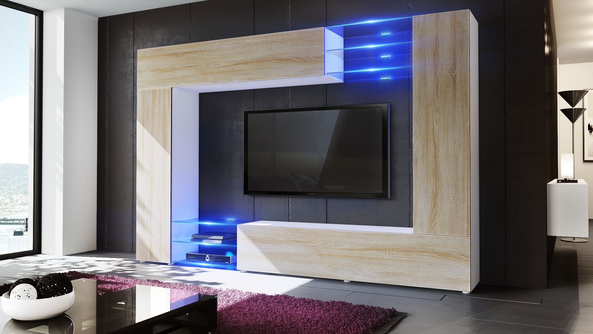 Meuble TV mural led