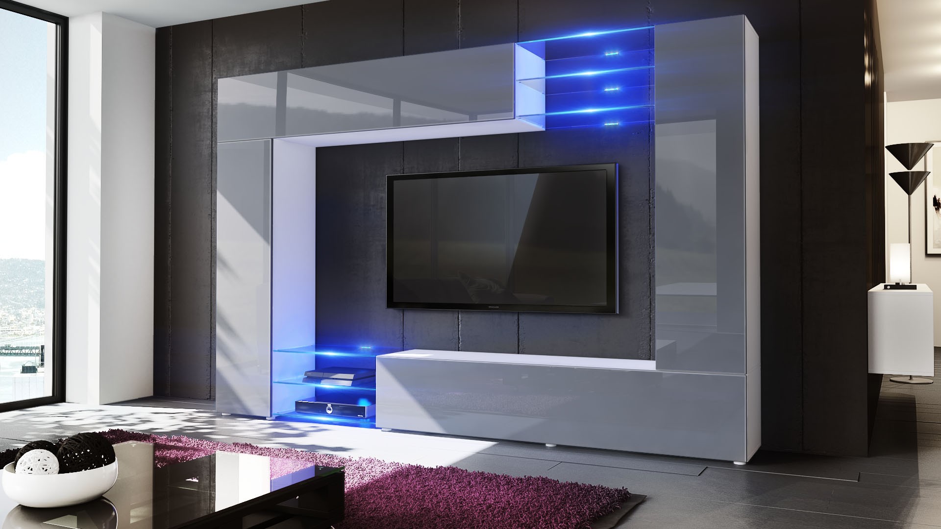 Meuble TV mural led