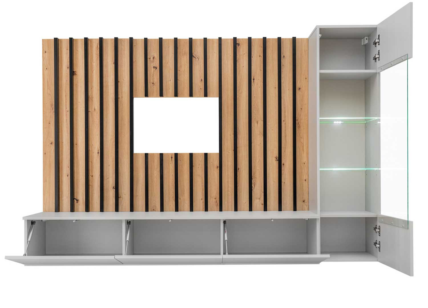 Meuble tv mural moderne avec vitrine suspendue
