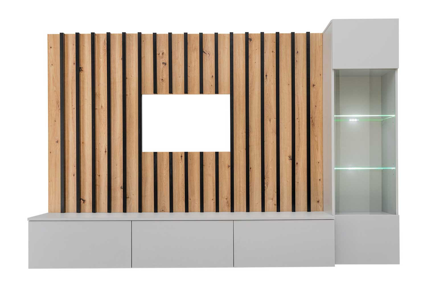Meuble tv mural moderne avec vitrine suspendue