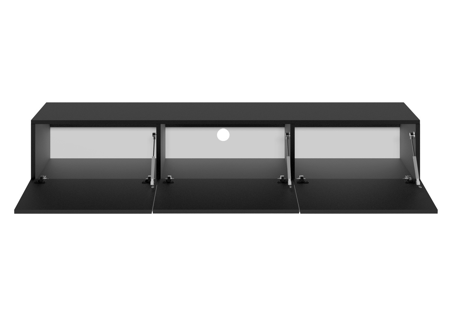 Meuble tv mural noir 180 cm 3 portes