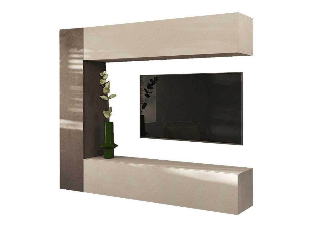 Meuble TV mural suspendu cachemire et bronze Eloa