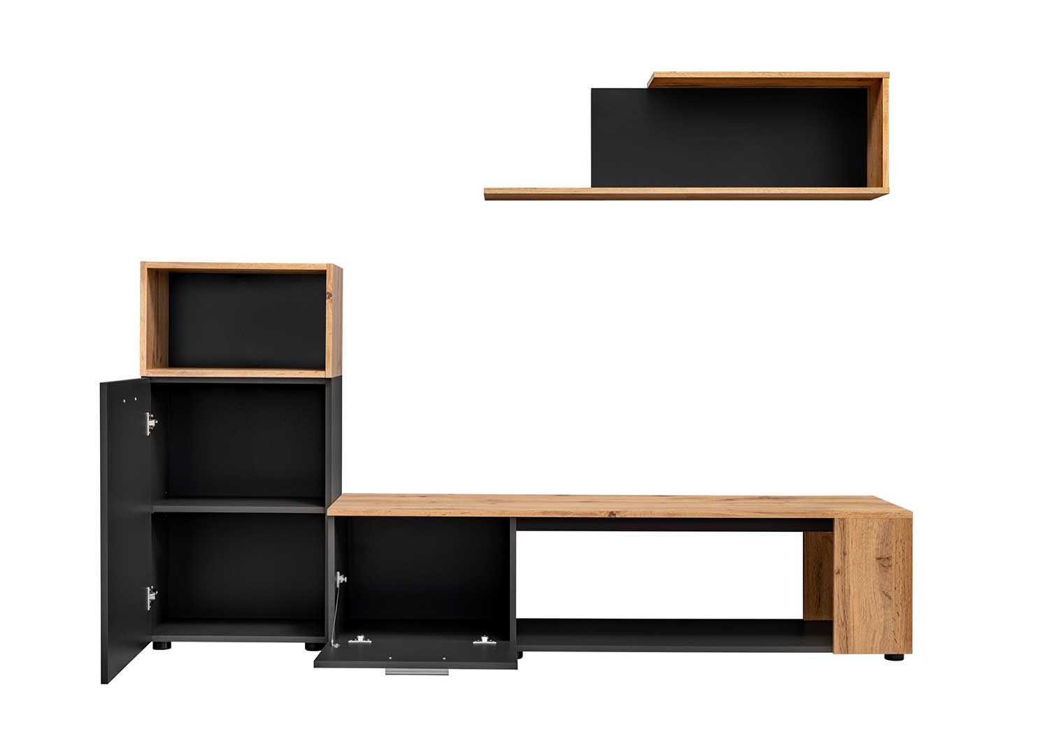 Meuble tv noir et bois 2m avec rangements