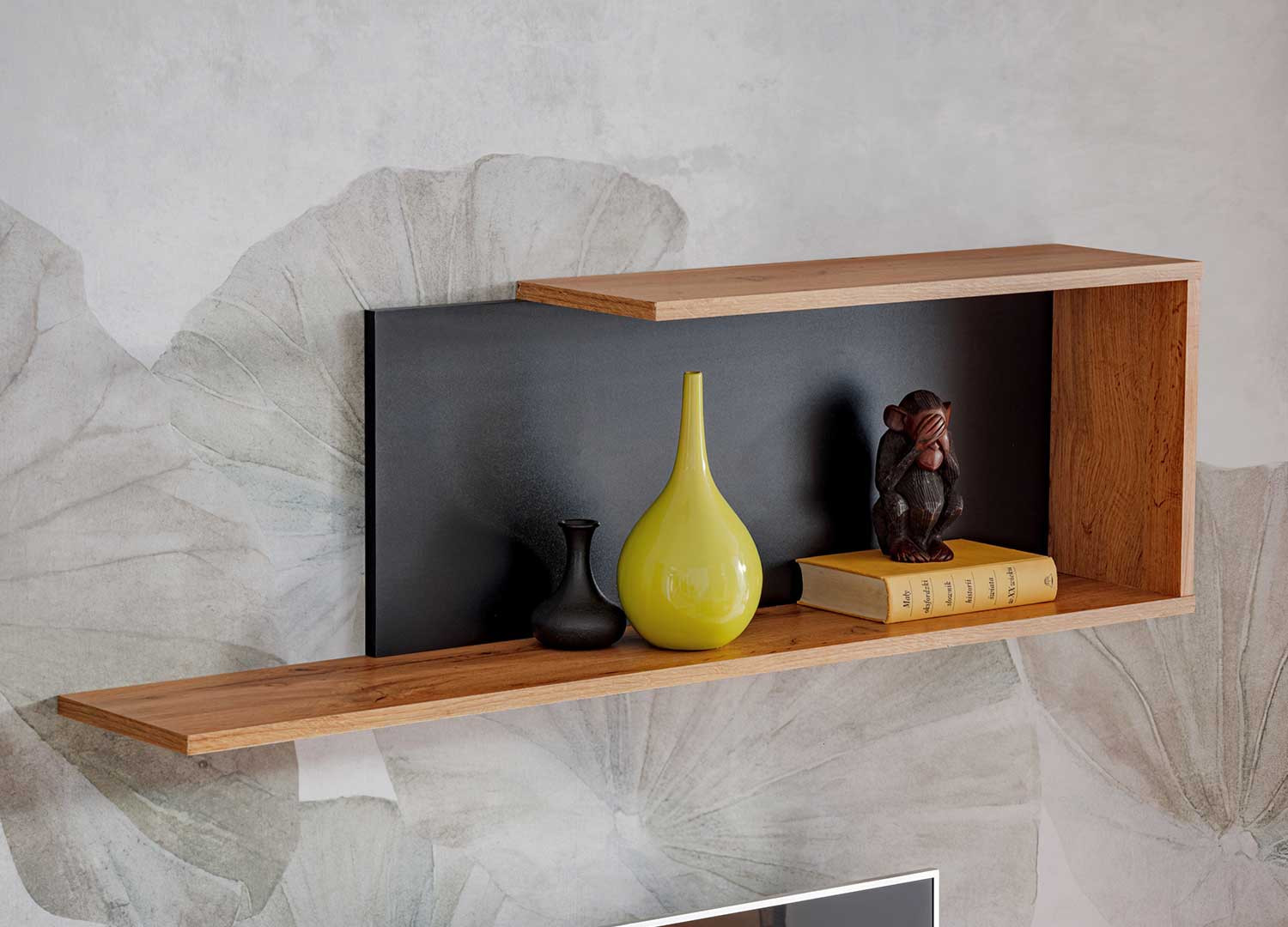 Meuble tv noir et bois 2m avec rangements