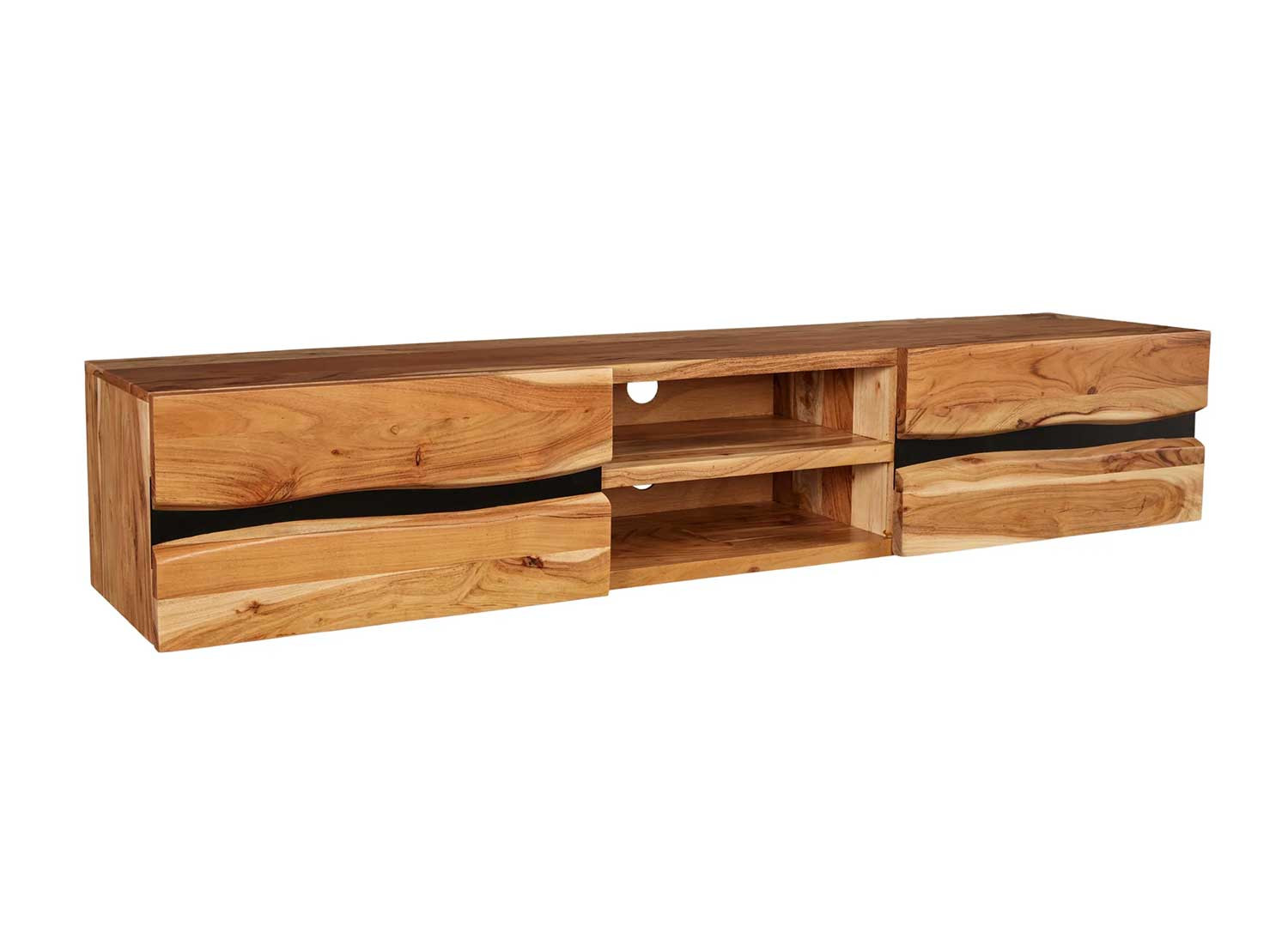Meuble TV suspendu en acacia 160 cm Lazaro