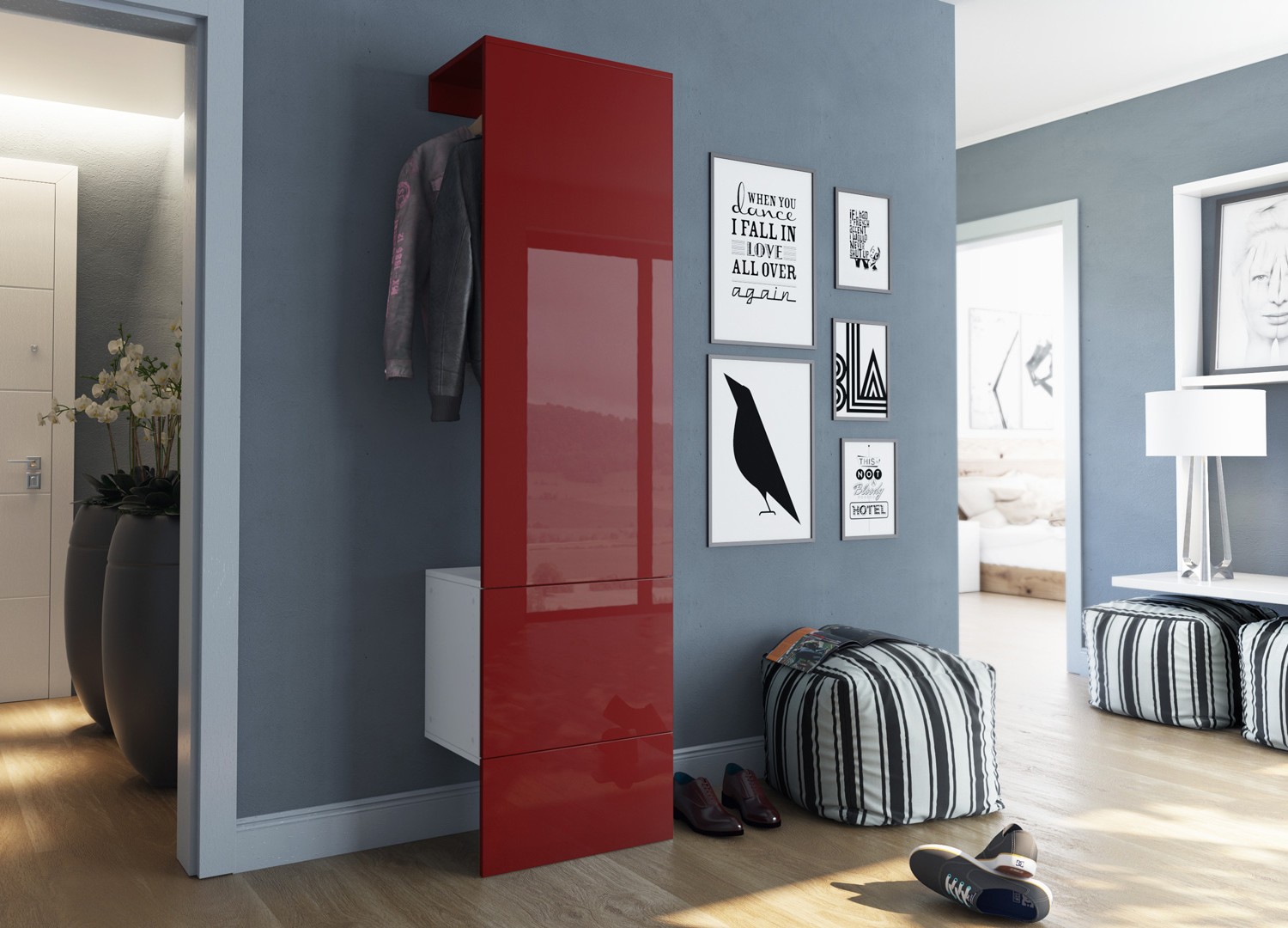 Meuble vestiaire mural