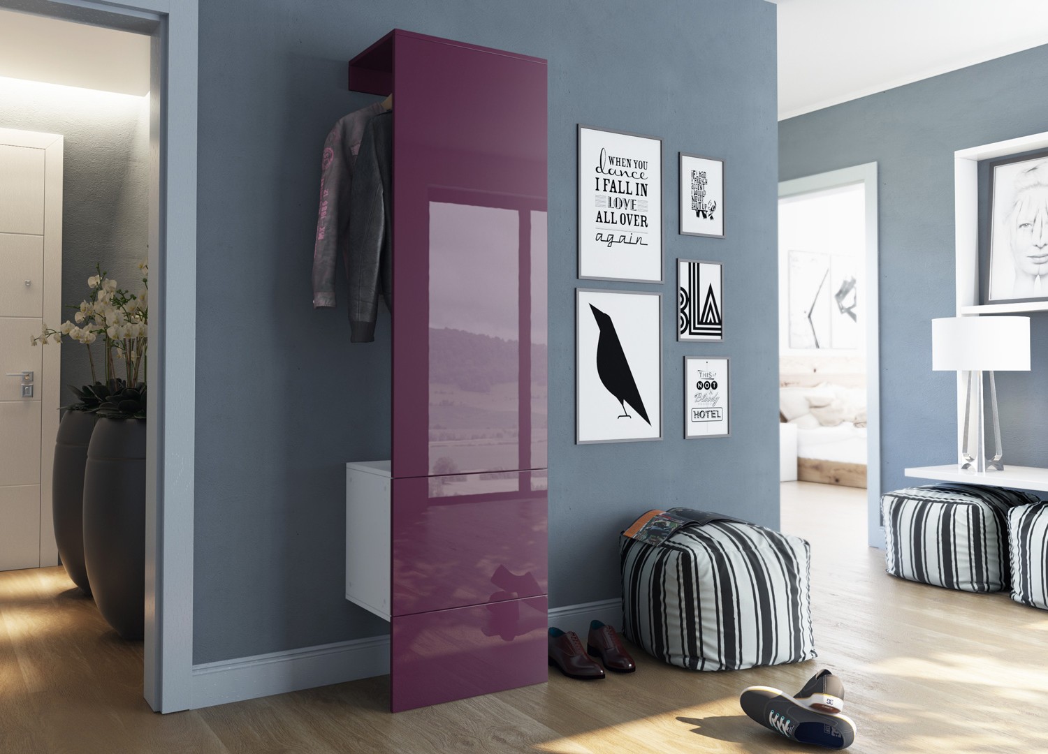 Meuble vestiaire mural