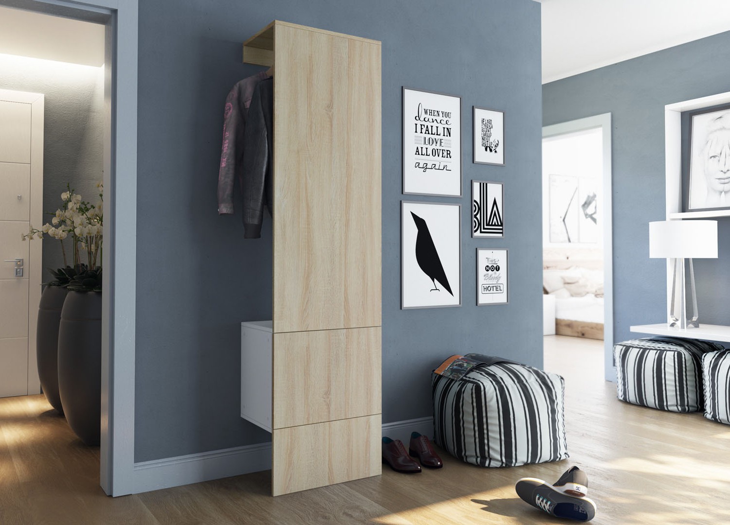 Meuble vestiaire mural