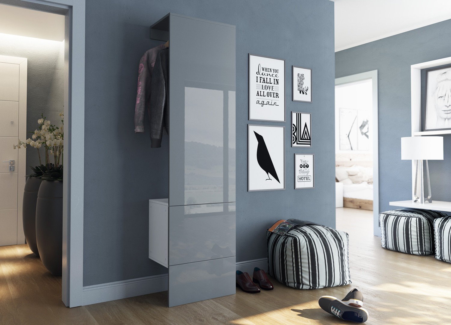 Meuble vestiaire mural