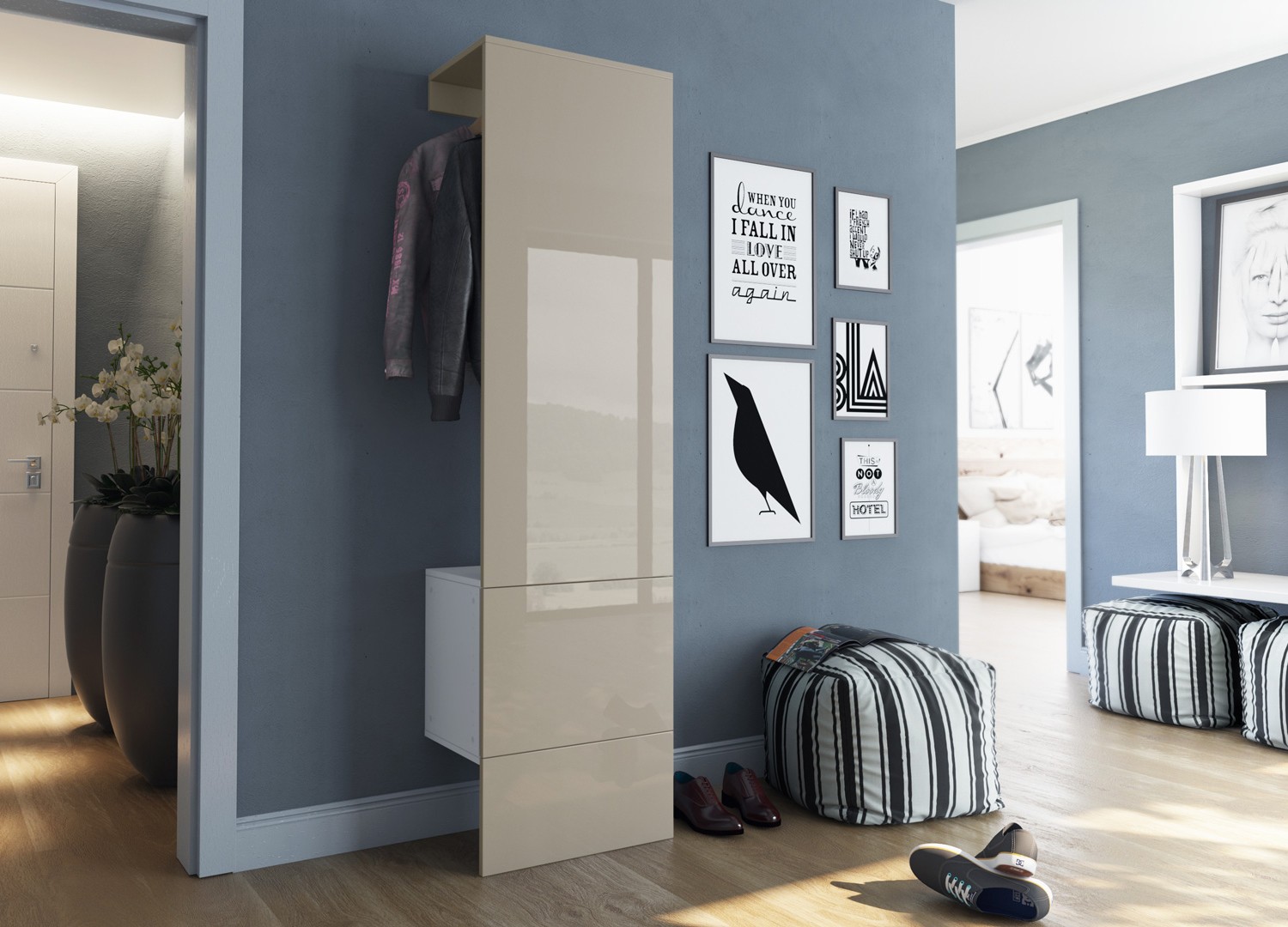 Meuble vestiaire mural