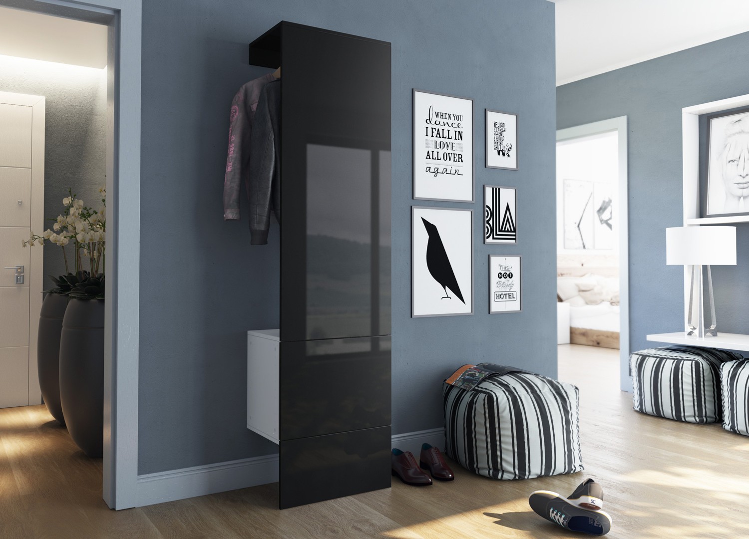 Meuble vestiaire mural
