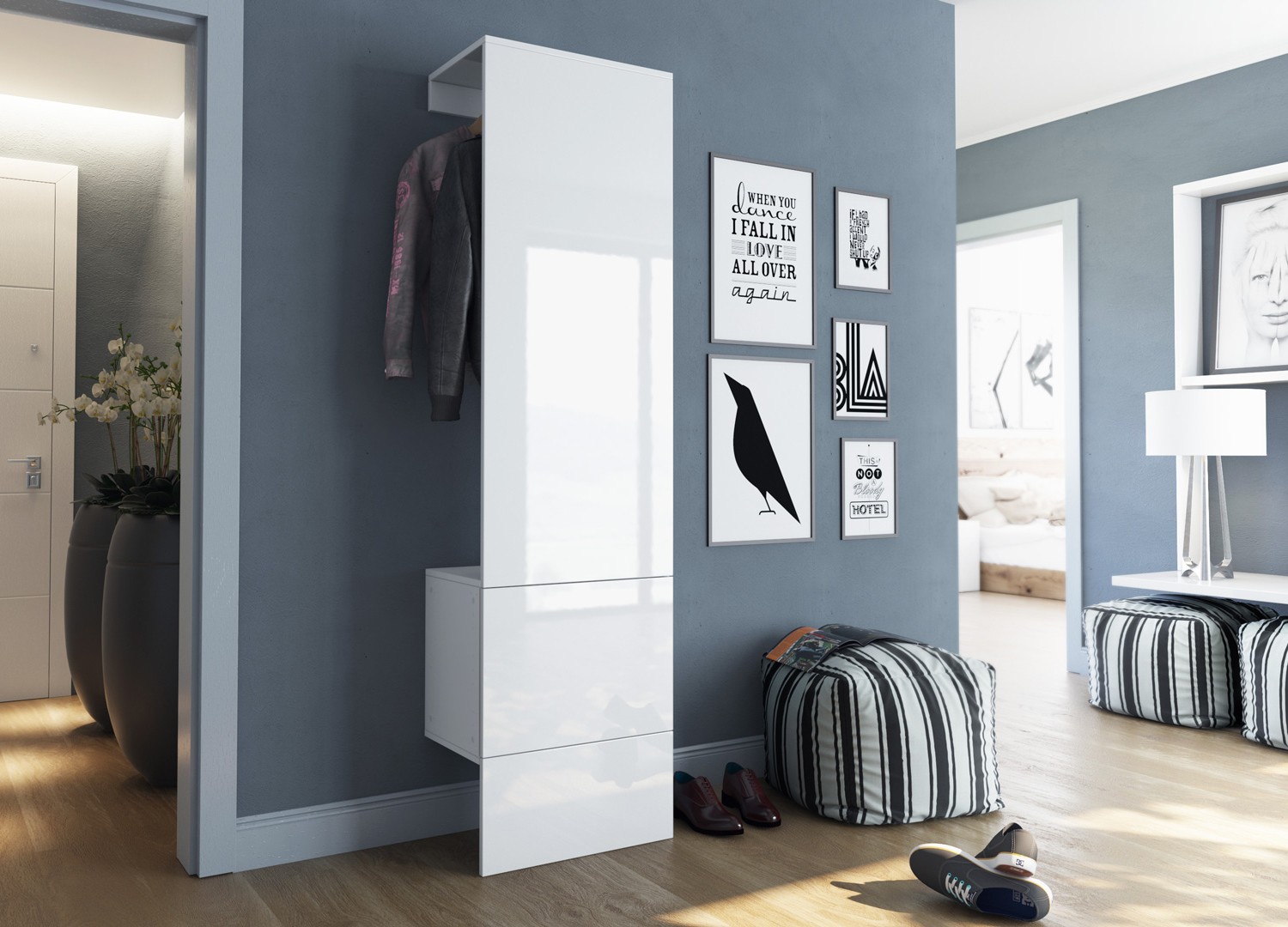 Meuble vestiaire mural