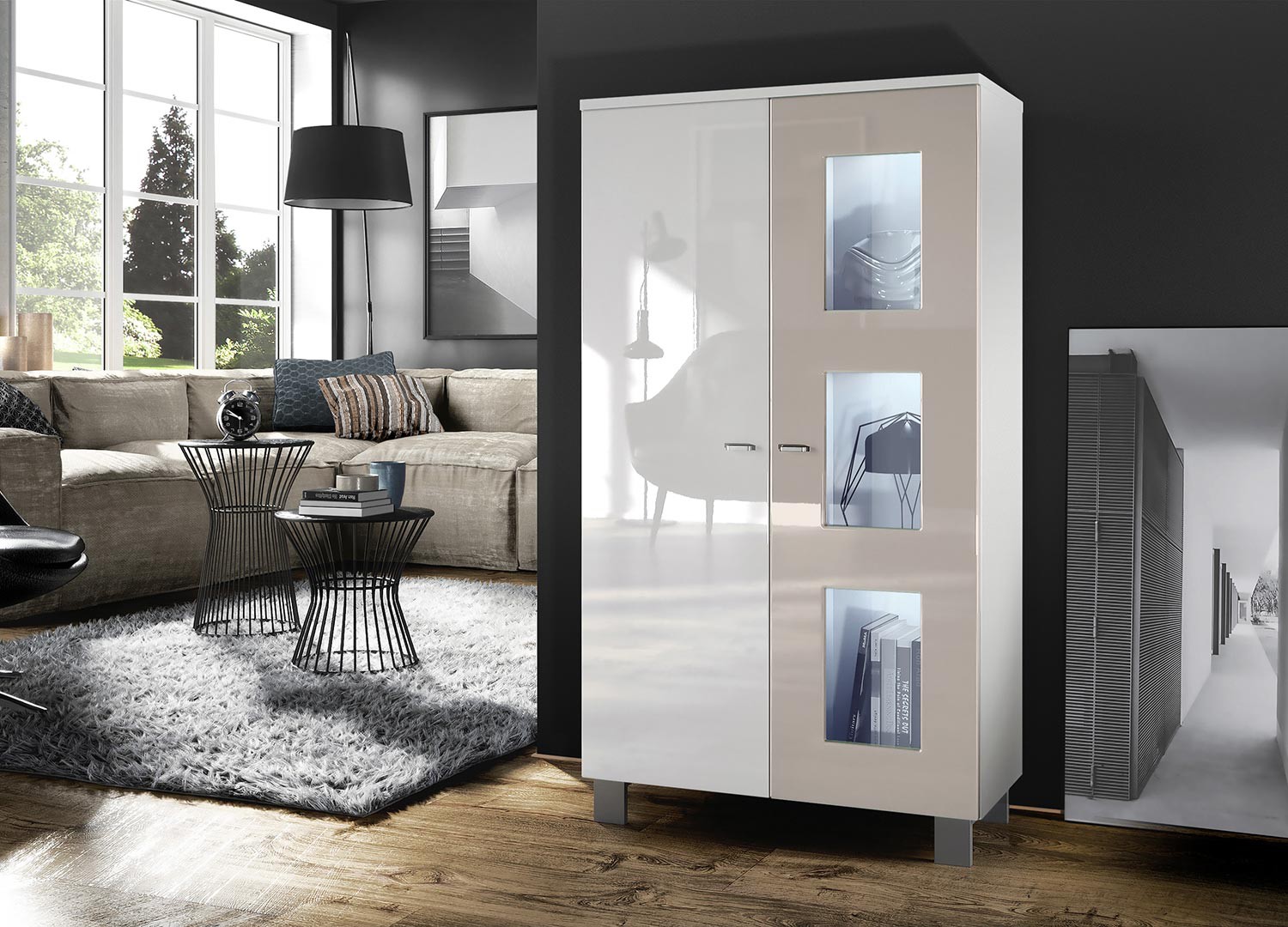 Meuble vitrine basse 2 portes
