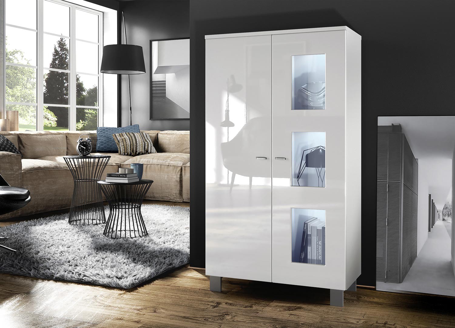 Meuble vitrine basse 2 portes