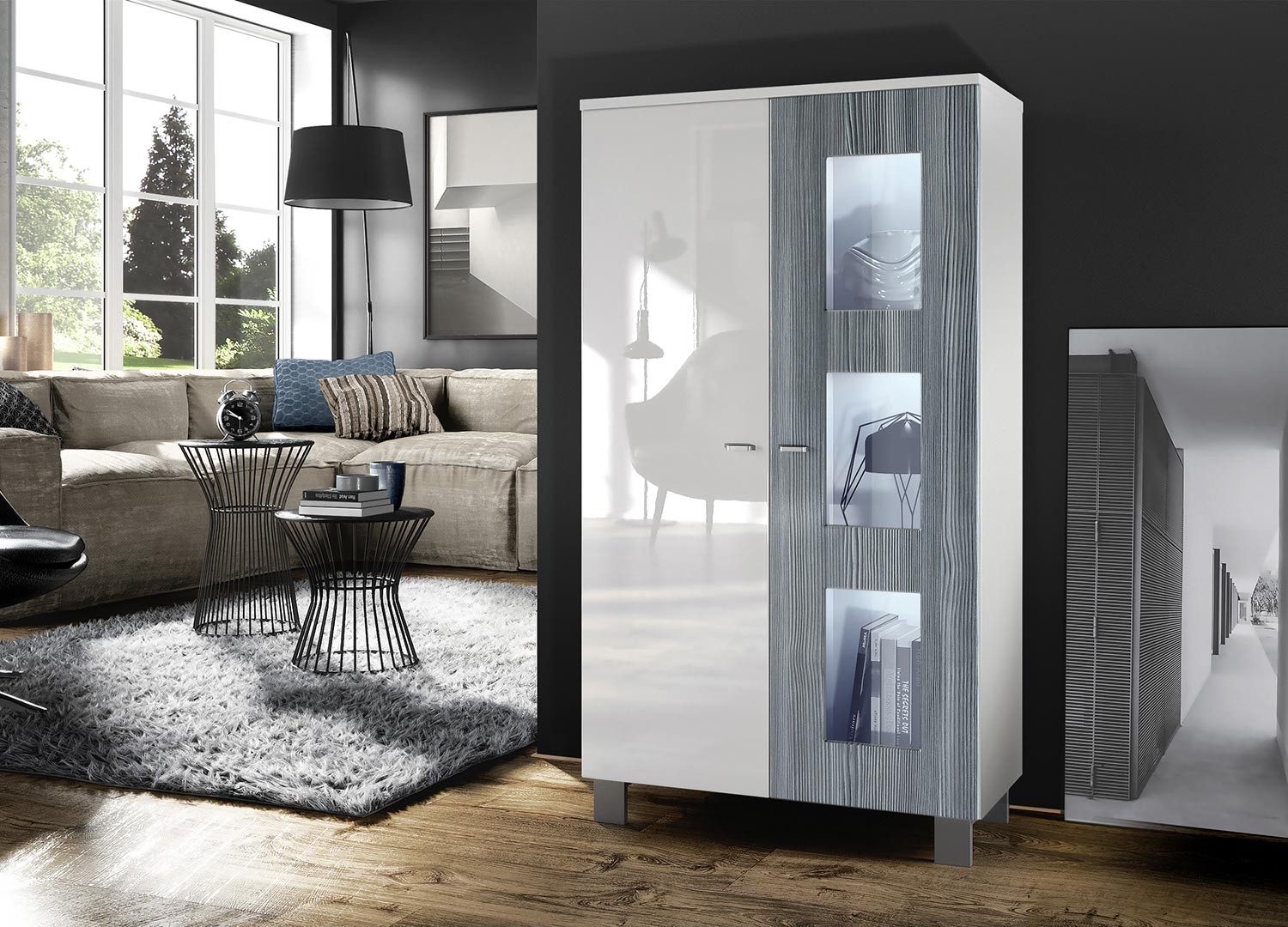 Meuble vitrine basse 2 portes