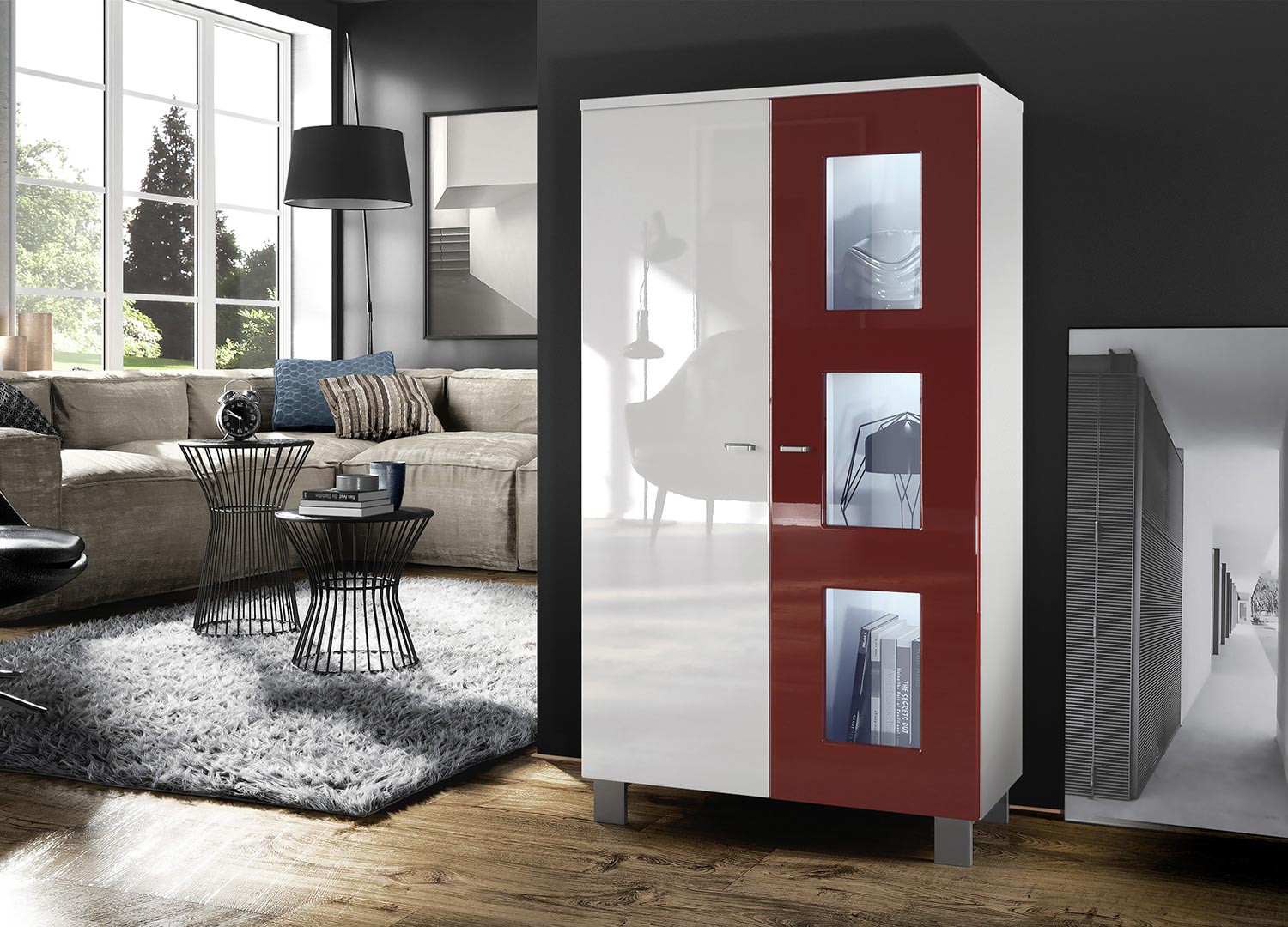 Meuble vitrine basse 2 portes