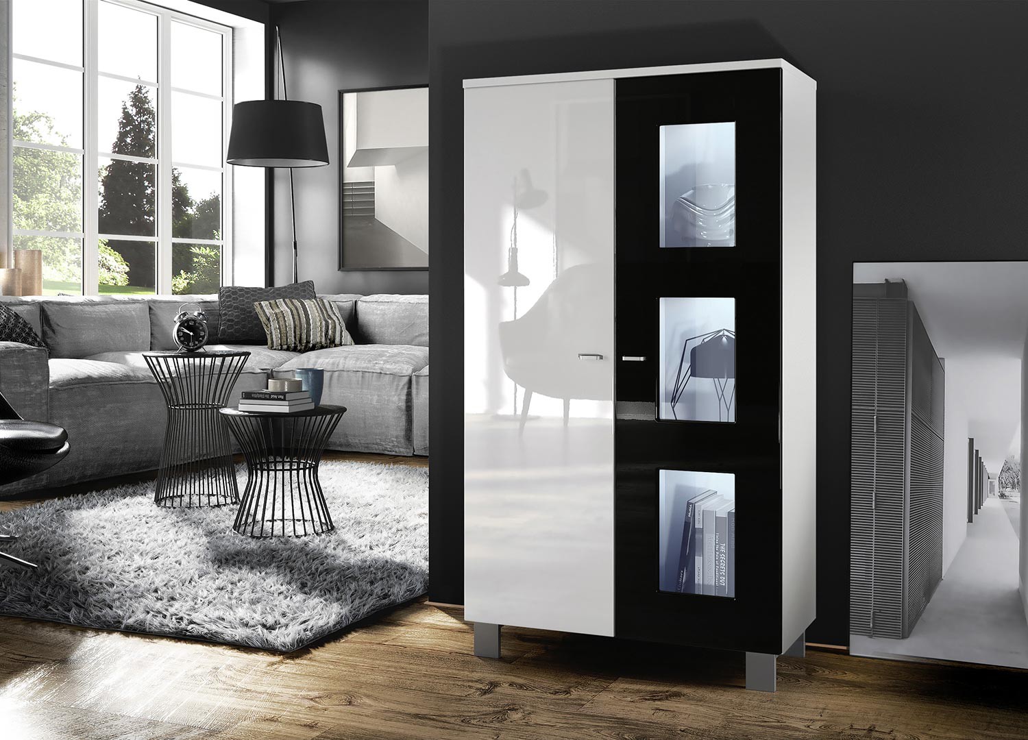 Meuble vitrine basse 2 portes