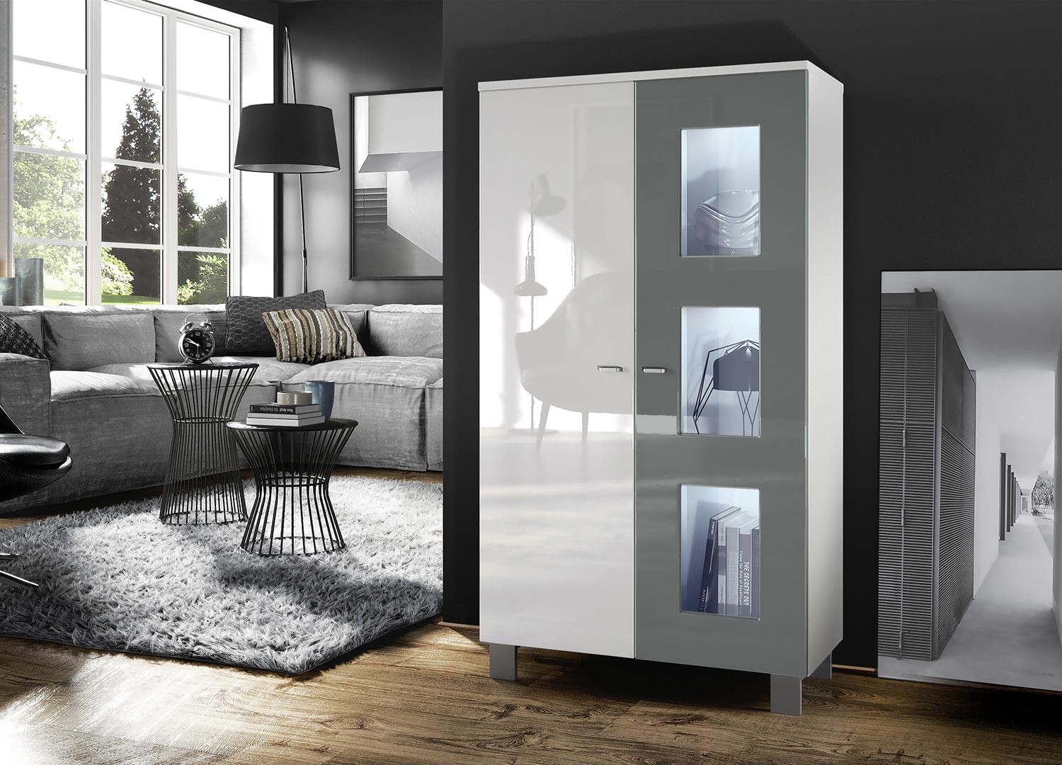 Meuble vitrine basse 2 portes